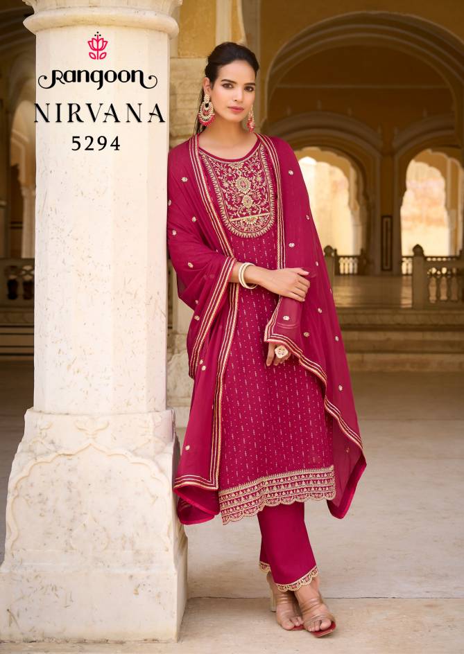 Nirvana By Rangoon Rayon Printed Embroidery Kurti With Bottom Dupatta Wholesale Price In Surat